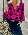 Fashion Special V-neck Long Sleeve Bohemian Leopard Top