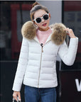 Women's Cotton-padded Coat Plus Size Short Fur Collar Slim Quilted Coat