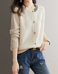 Round Neck Wool Knit Cardigan