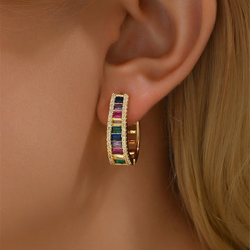 Fashion Colorful Zircon Geometric Earrings For Women