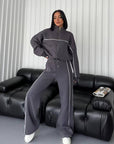 Women's Suit Long Sleeve Half Turtleneck Cardigan Trousers