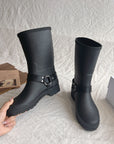 Below The Knee Buckle Knight Boots Waterproof