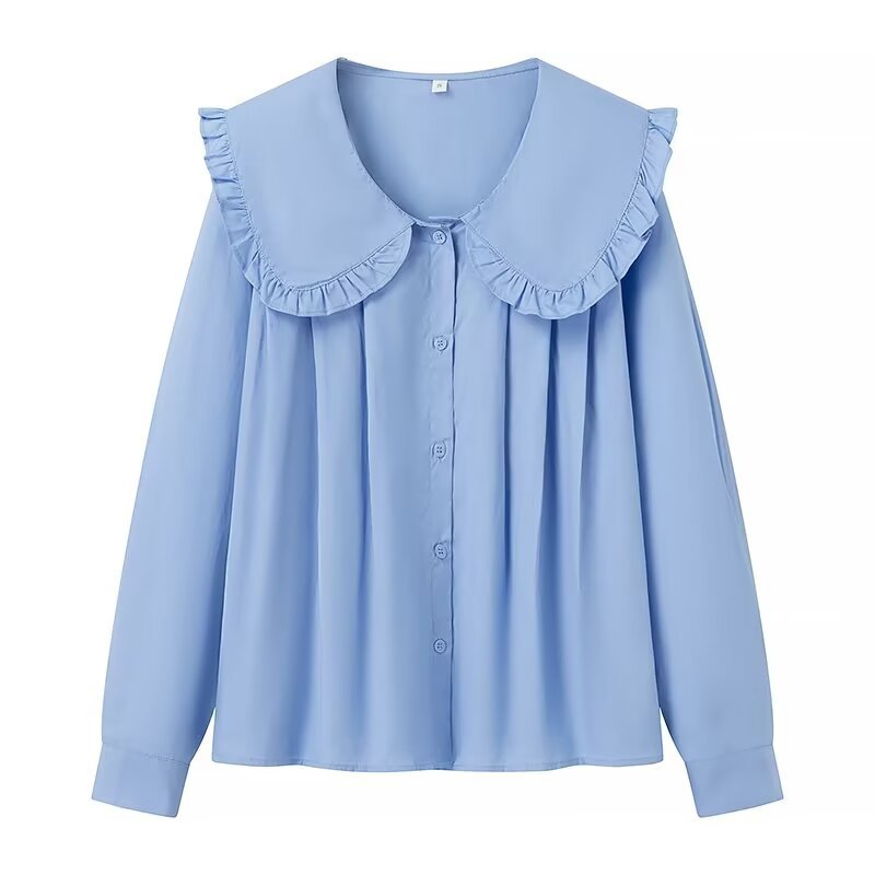 Women's Doll Collar Long-sleeved Casual Shirt