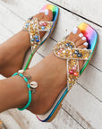 Colorful Flat Slippers Gorgeous Pearl Design Sandals