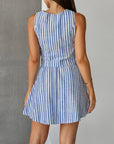 Women's Fashion Skirt Suit Blue And White Stripes