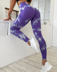 Tie-dye Peach Hip Yoga Pants Plus Size Seamless Hip-lifting Trousers