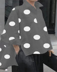 Long Sleeve Polka Dot Chiffon Temperament Commute White Lapel Shirt