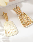 Raffia Earrings Women's Fashion Trapezoidal Alloy