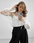 Women's Organza High-grade Outer Wear Mid-length Transparent Shirt