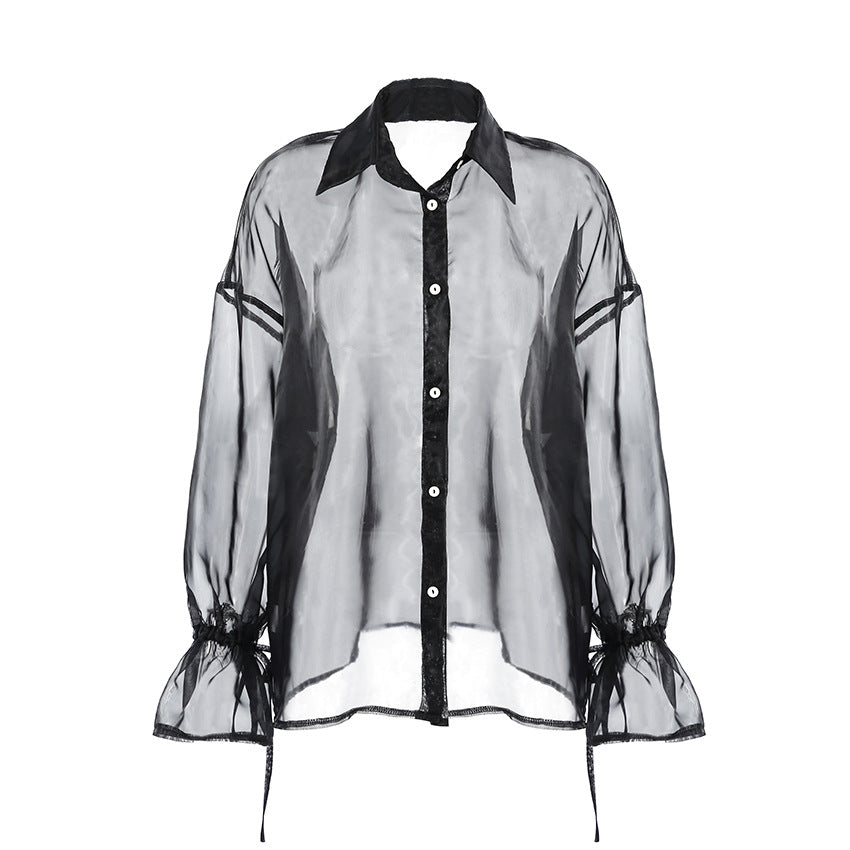 Women's Organza High-grade Outer Wear Mid-length Transparent Shirt