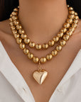 Ornament Pearl Heart Clavicle Chain Beaded Heart-shaped