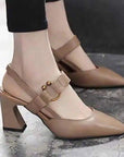 Women's Casual Square Toe Horseshoe Heel Chunky Heel Sandals