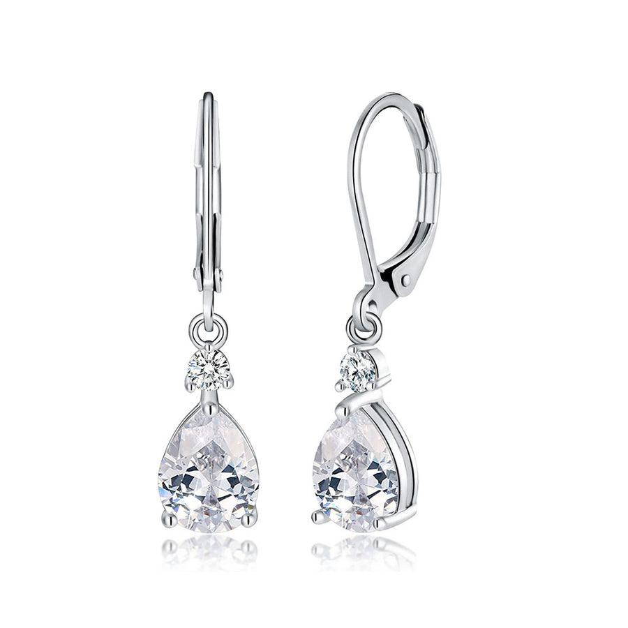 Light Luxury Water Drop Copper Zircon Earrings Female Temperament High Sense