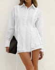 Women's Design Lace-up Cotton Shirt Shorts Suit