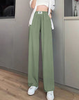 Women's SpringSummer High Waist Drooping Ice Silk Thin Pants