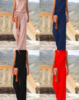 Solid Color Sleeveless Loose Jumpsuit Women