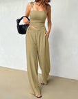 Fashion Cotton And Linen Short Vest Pants Two-piece Set