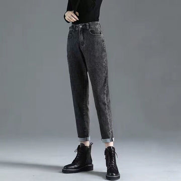 Women's Fashion Simple High Waist Cropped Jeans