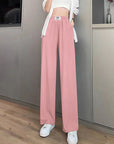 Women's SpringSummer High Waist Drooping Ice Silk Thin Pants