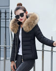 Women's Cotton-padded Coat Plus Size Short Fur Collar Slim Quilted Coat