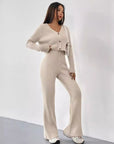 Women's Clothing Straight-leg Pants V-neck Washing And Drying Suit