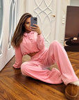 Women's Long-sleeved Zip Hoodie Two-piece Set