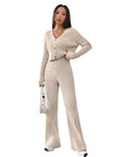 Women's Clothing Straight-leg Pants V-neck Washing And Drying Suit