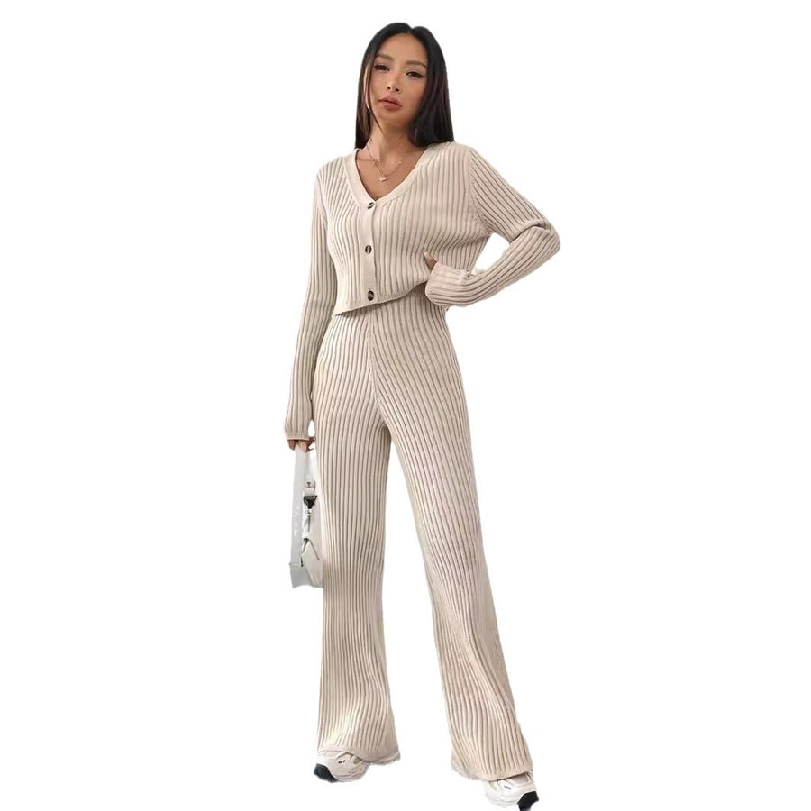 Women's Clothing Straight-leg Pants V-neck Washing And Drying Suit