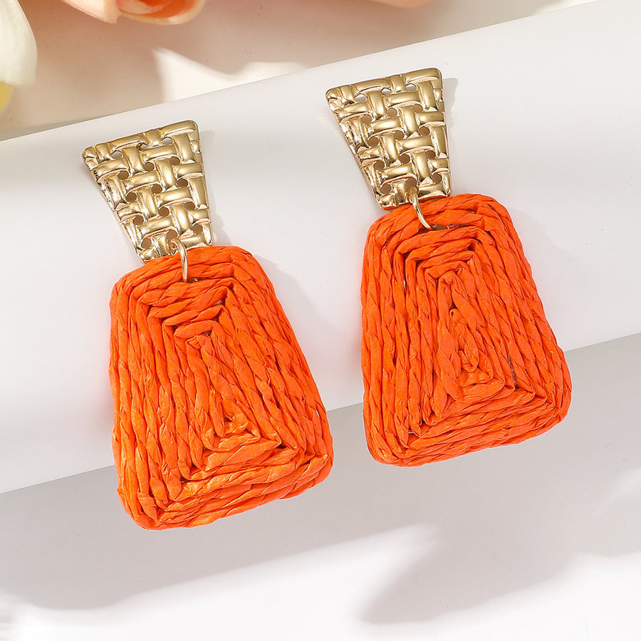 Raffia Earrings Women's Fashion Trapezoidal Alloy