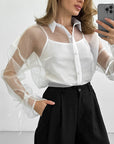 Women's Organza High-grade Outer Wear Mid-length Transparent Shirt