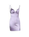 V-neck Brace Satin Backless Women's Dress