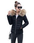 Women's Cotton-padded Coat Plus Size Short Fur Collar Slim Quilted Coat