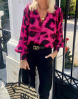 Fashion Special V-neck Long Sleeve Bohemian Leopard Top