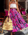 Fashionable Printed Bohemian Waist Midi Skirt