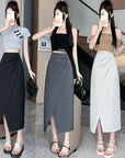 French Style Pleated High Waist Suit Skirt For Women