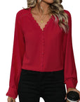 Women's Wear Long Sleeve Red Shirt