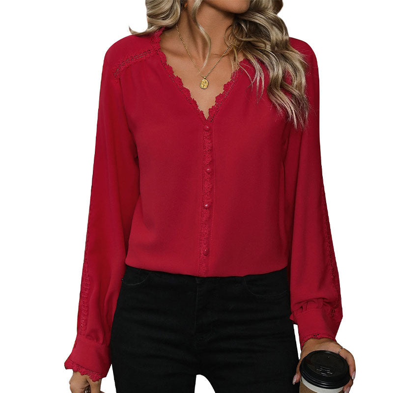 Women's Wear Long Sleeve Red Shirt