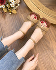 Square Toe Open Toe High Heel Slippers