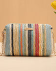 Rainbow Straw Bag Woven Camera Bag All-match Girls Crossbody Bag