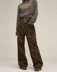 Women's American-style Vintage Leopard Print Jeans