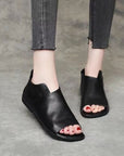 New Handmade Flat Soft Leather Soft Bottom Cover Heel Roman Shoes