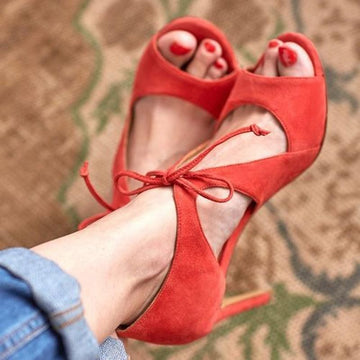 Plus Size Women's Lace-up High Heel Sandals