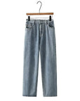 High Waist Slimming Denim Straight-leg Pants Loose