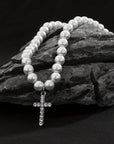 Retro Easy Matching Imitation Pearl Diamond Cross Men's Pendant Necklace