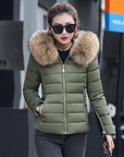 Women's Cotton-padded Coat Plus Size Short Fur Collar Slim Quilted Coat