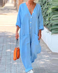 Women's Fashion Casual Cotton And Linen Jumpsuit