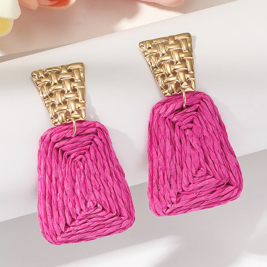 Raffia Earrings Women's Fashion Trapezoidal Alloy