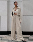 Simple Casual Loose Shirt Pants Two-piece Set