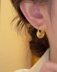 Woven Twisted Small Circle Ear Button Earrings Simple