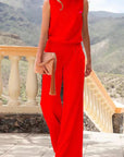 Solid Color Sleeveless Loose Jumpsuit Women